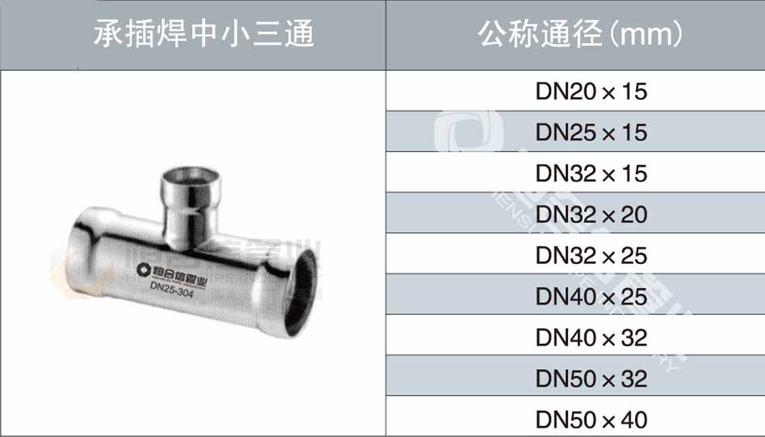 承插焊中小三通參數(shù)1